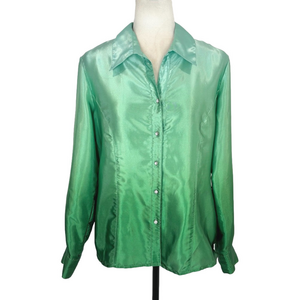 Notations green ombre satin shirt